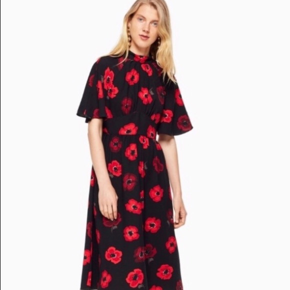 black dress with red poppies